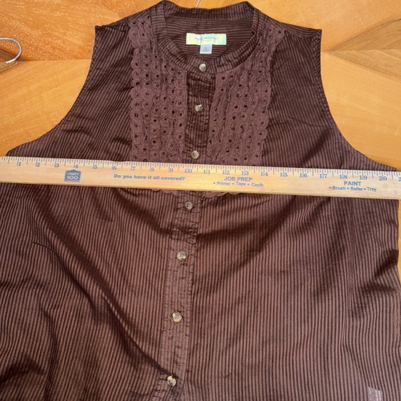 Isaac Mizrahi For Target Women Button Up Shirt XL Brown 100 % Cotton - Picture 7 of 7